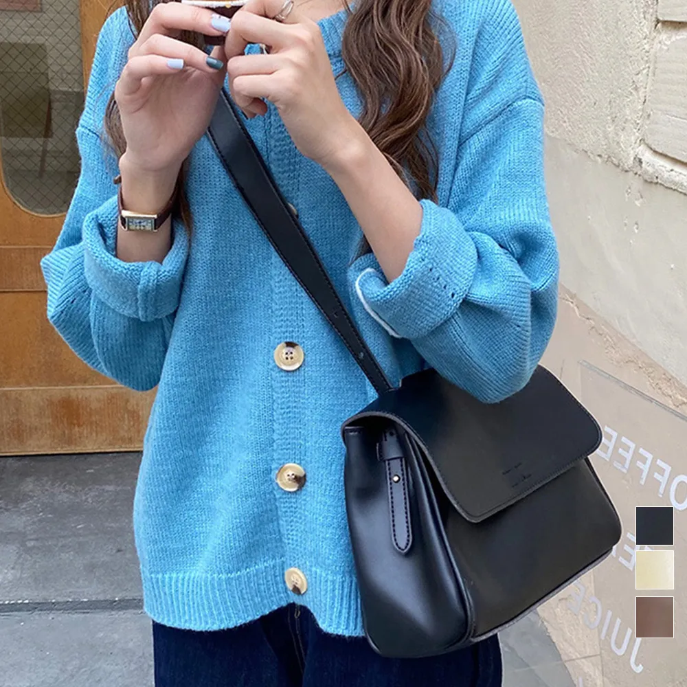 ショルダーバッグ レディース フェイクレザー フリップデザイン 大きめサイズ 通学・通勤に最適 2way肩掛けバッグ 韓国風スクエアレトロ無地
