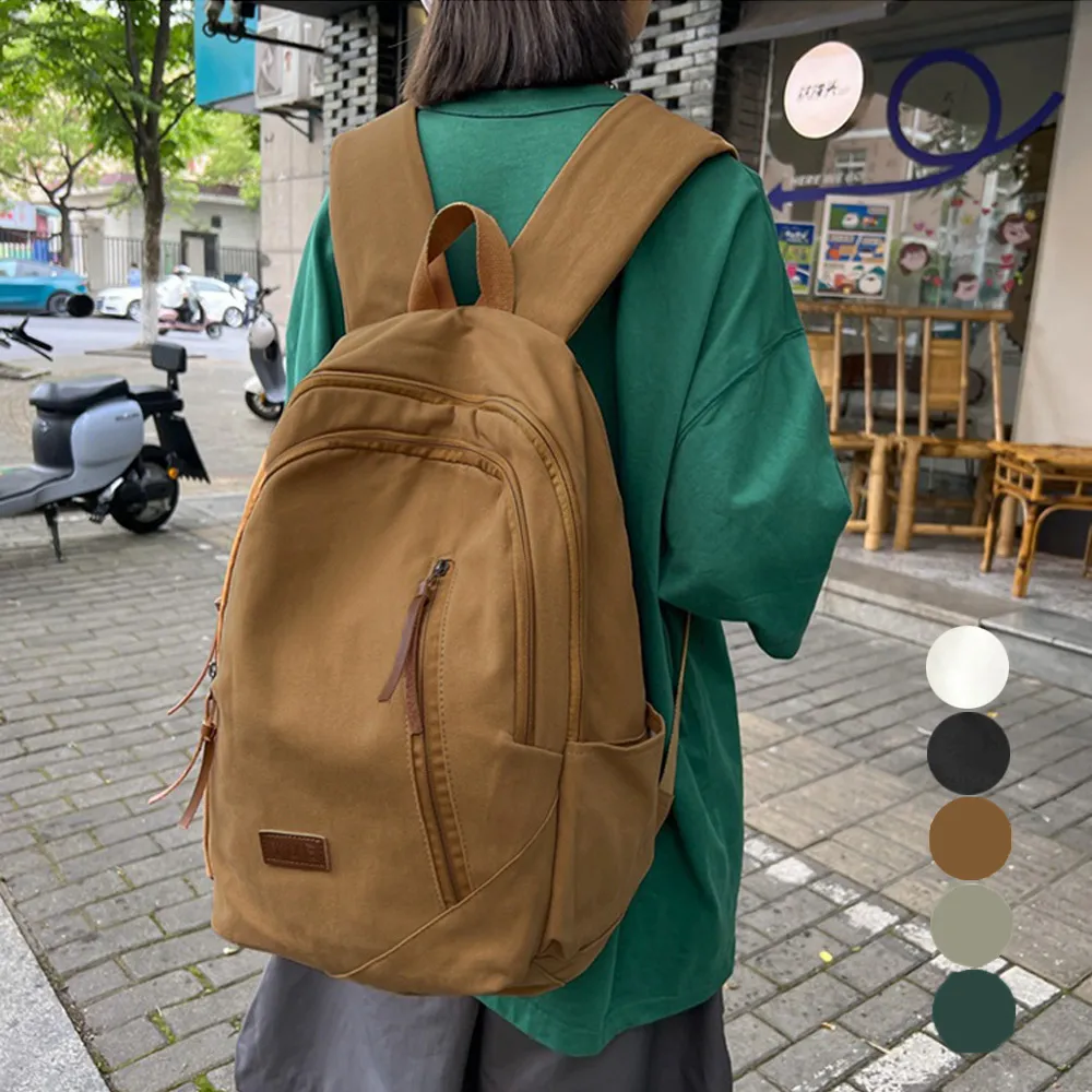 大容量A4リュックサック ユニセックス レトロ風 多収納ポケット キャンバス+ポリエステル素材 通学・通勤・アウトドアに最適