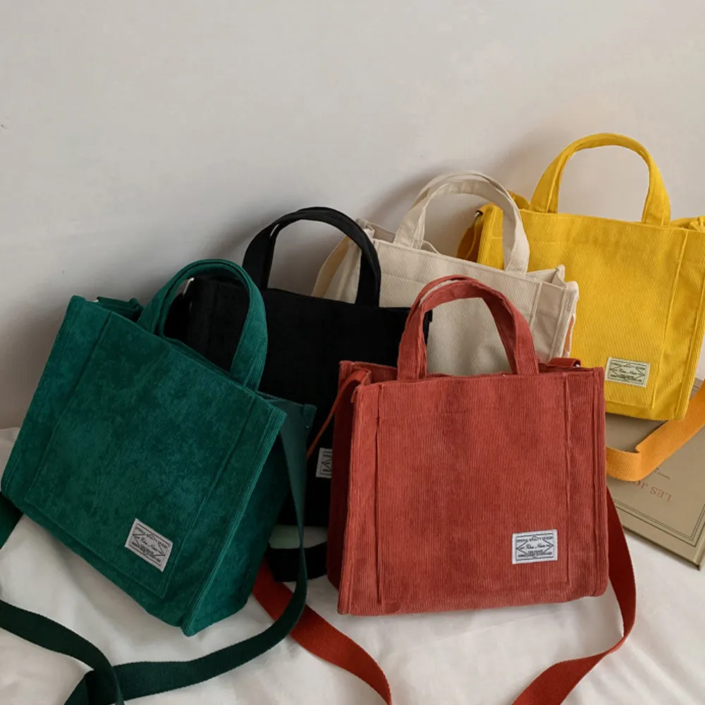 コーデュロイミニトートバッグ3way｜軽量で通勤通学に最適・全5色展開・コンパクト収納可能