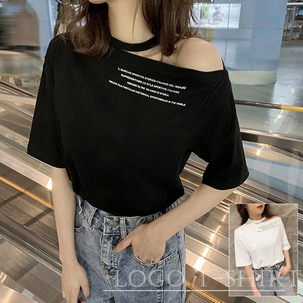 【レディース】ワンショルダーロゴTシャツ 半袖カットソーで春夏スタイルをアップデート！